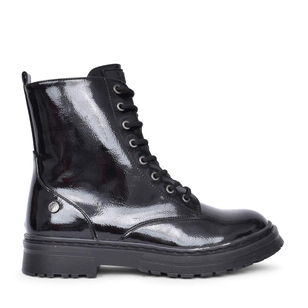 Girls 150980 Laced Ankle Boot In Blk Patent