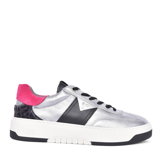 Ladies I411646d Laced Trainer In Silver
