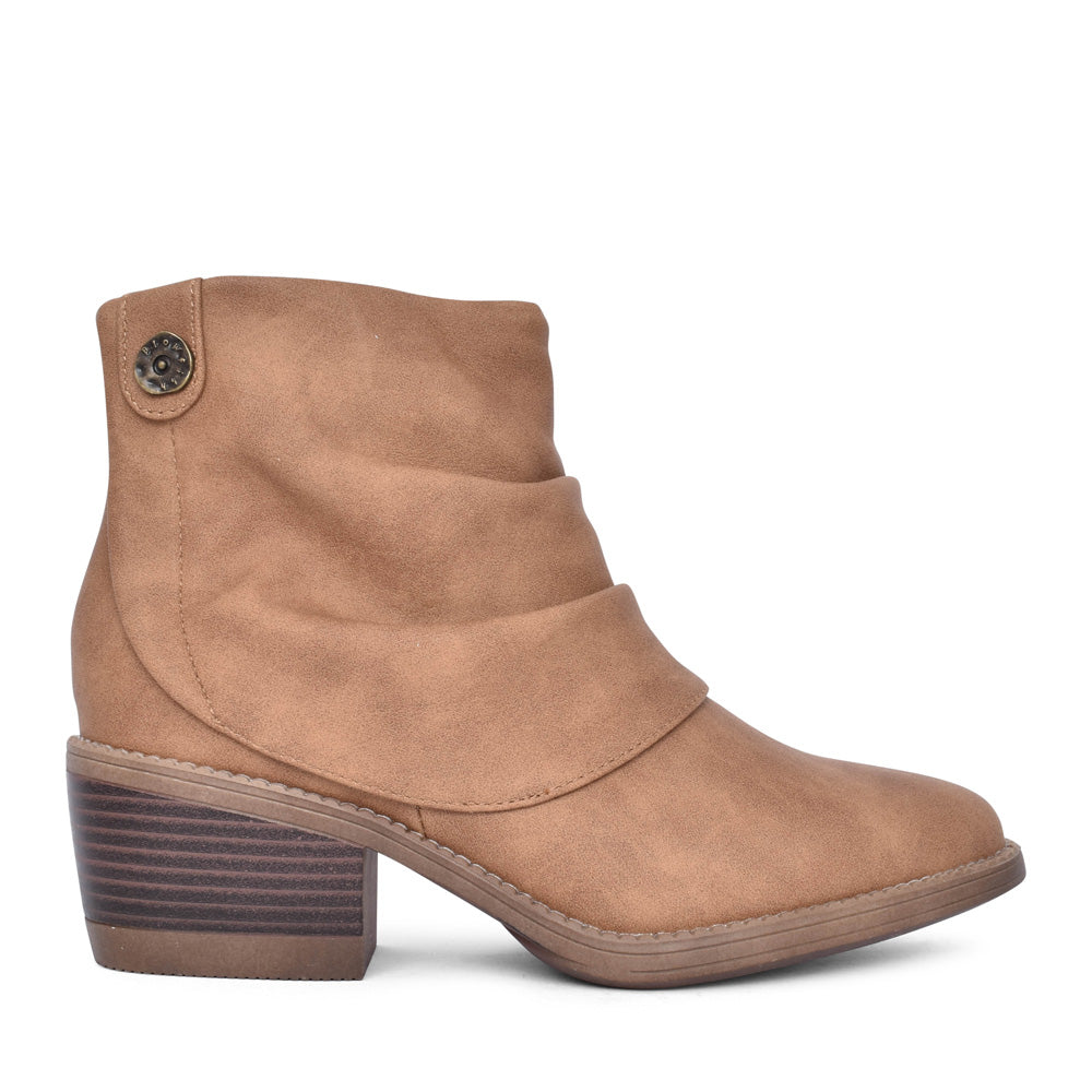 Ladies Riley Low Heel Ankle Boot In Tan