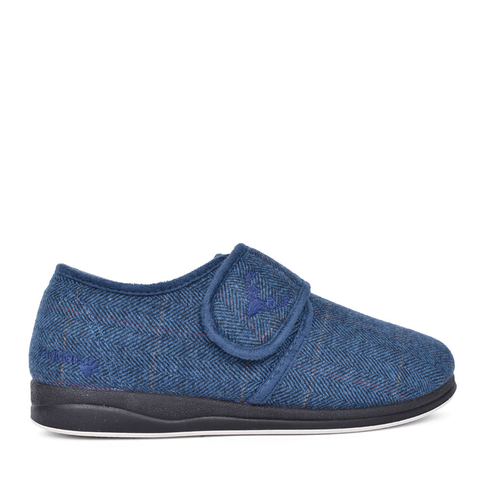 Mens Charles 411s-02 Plain Velcro Slipper In Navy