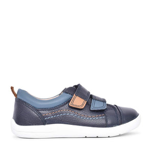 Boys Playhouse Navy Leather Velcro Shoe In Kids G Fit