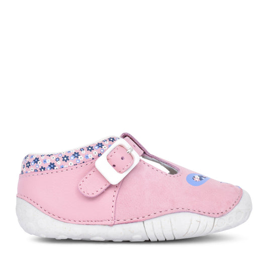 Girls Little Paws Pink Leather T-bar Shoe In Kids F Fit