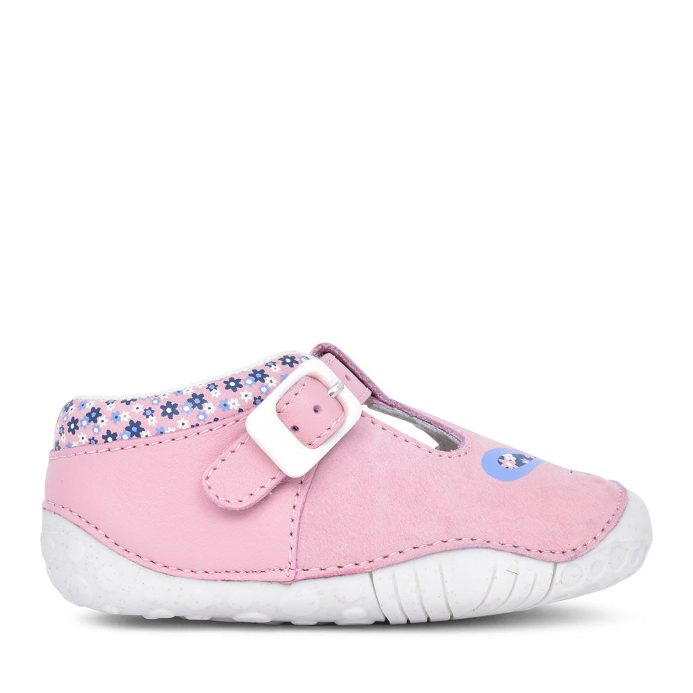 Girls Little Paws Pink Leather T-bar Shoe In Kids F Fit