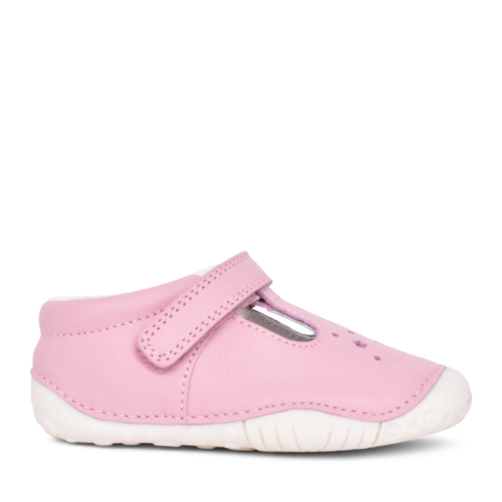 Girls Tumble Pale Pink T-bar Velcro Shoe In Kids G Fit