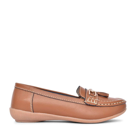 Ladies Nautical Slip-on Shoe In Tan