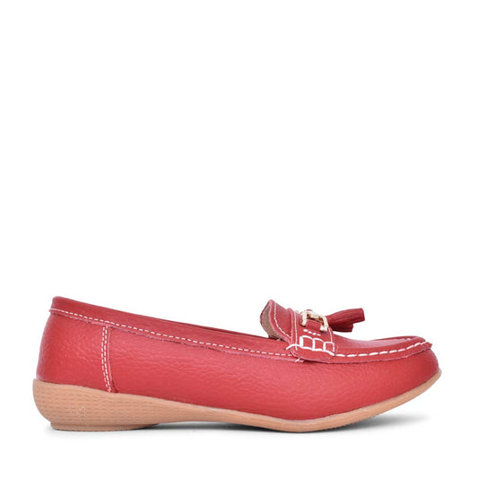 Ladies Nautical Slip-on Shoe In Dark Red