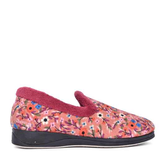 Ladies Repose 406 Wide Fit Floral Slipper In Rose