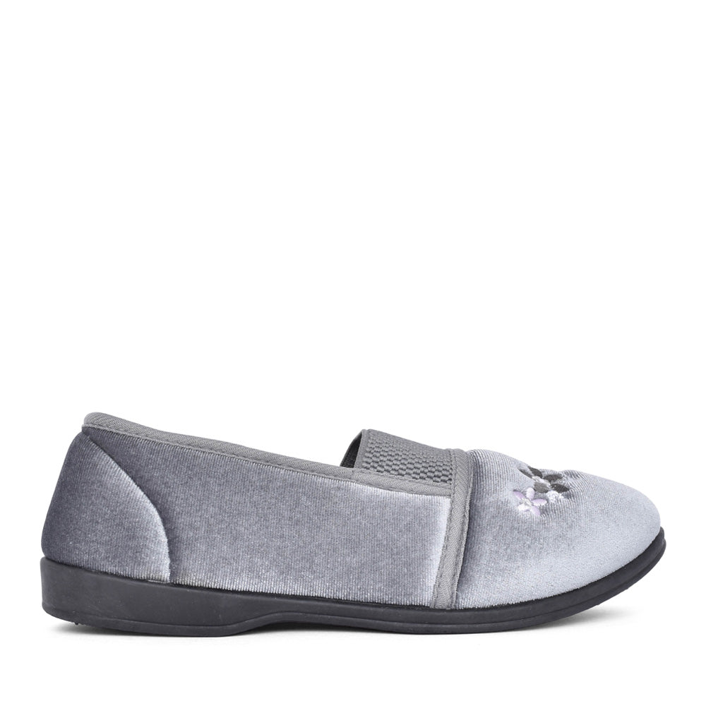 Ladies Margot Full Slipper In Grey