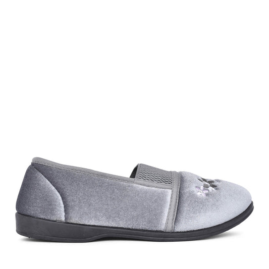 Ladies Margot Full Slipper In Grey