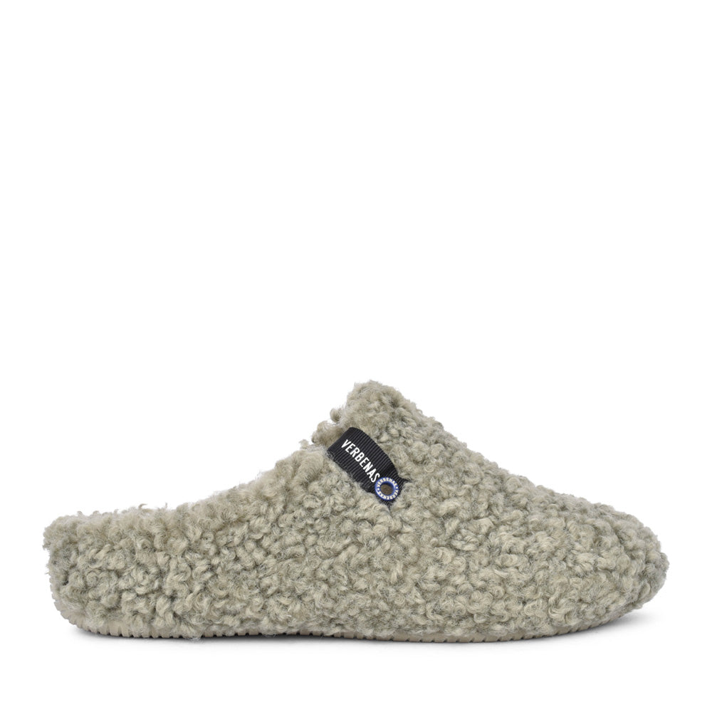 Ladies York Curly Mule Slipper In Green