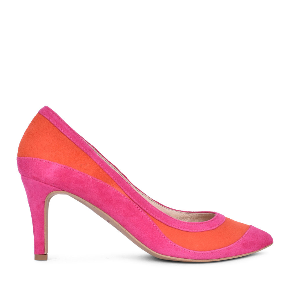 Ladies Z7993 High Heel Court Shoe In Orange Mult