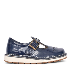 Girls Joyful Skip K Navy Patent T-bar Shoe In Kids F Fit