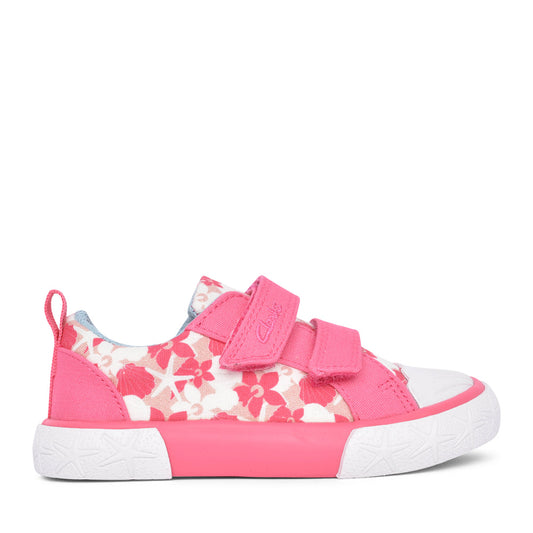 Girls Foxing Shell T Pink Velcro Canvas Shoe In Kids G Fit