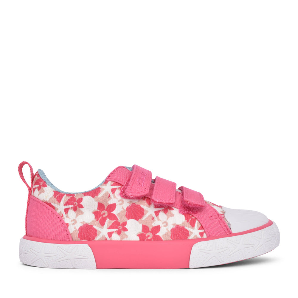 Girls Foxing Shell K Pink Velcro Canvas Shoe In Kids F Fit