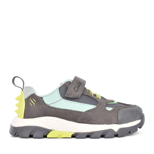 Boys Steggy2 Park Grey & Green Trainer In Kids G Fit