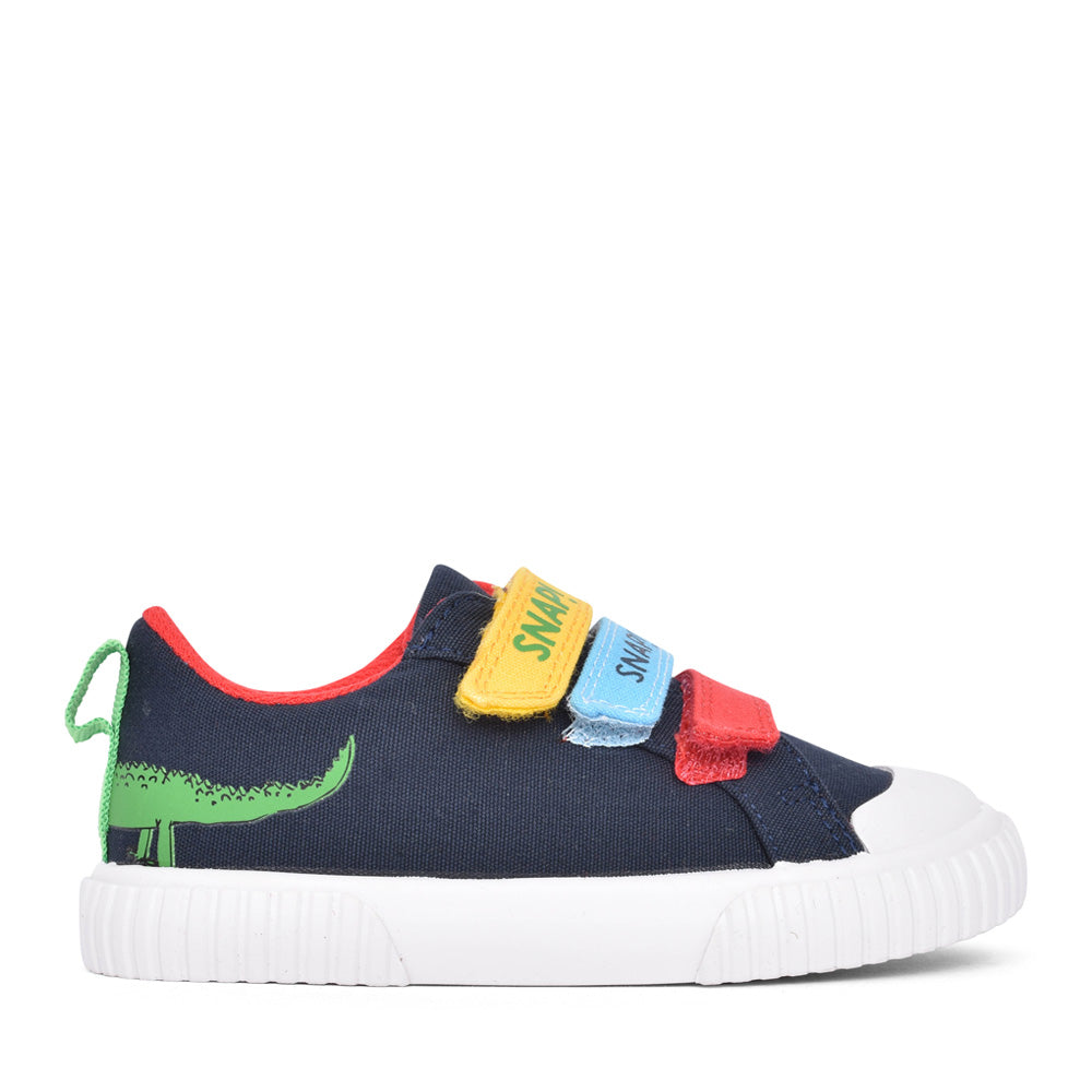 Boys Roald Dahl Foxing Ace K Navy Velcro Canvas Shoe In Kids G Fit