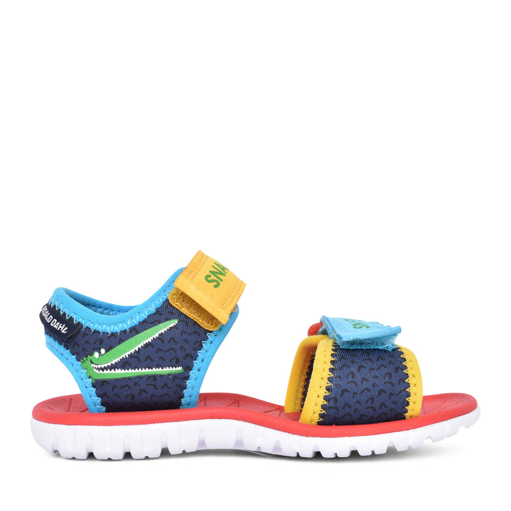 Boys Roald Dahl Surfing Ace K Navy Print Velcro Sandal In Kids G Fit