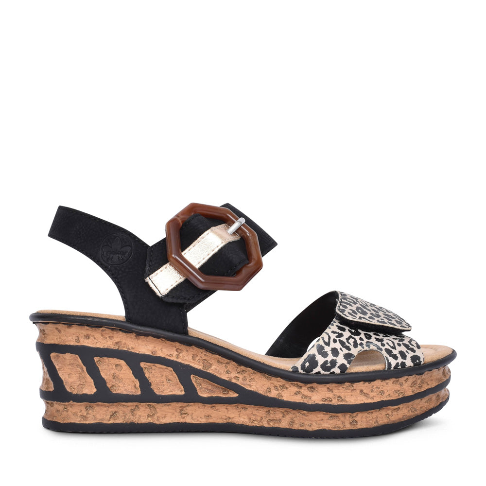 Ladies 68176 Wedge Sandal In Black
