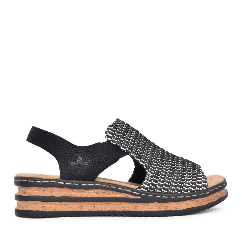 Ladies 62971 Low Heel Sandal In Black