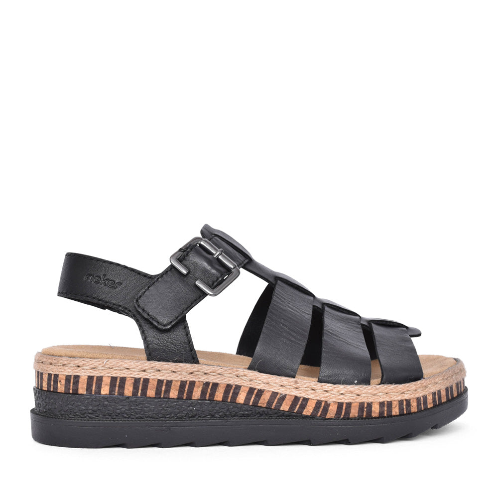 Ladies V7904 Low Heel Sandal In Black