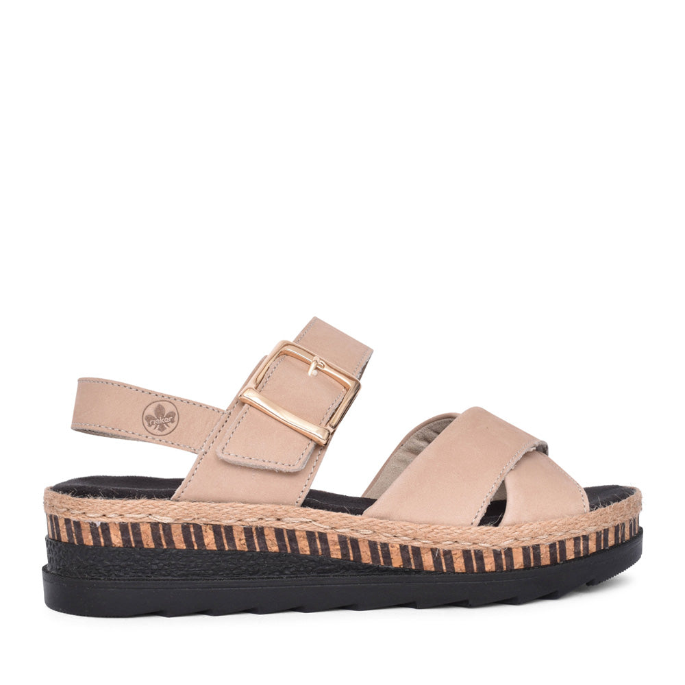 Ladies V7951 Low Heel Sandal In Beige