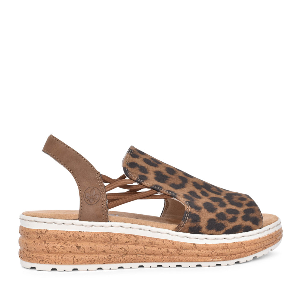 Ladies 62741 Low Heel Sandal In Leopard