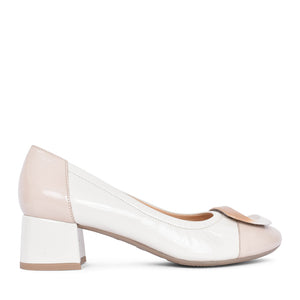 Ladies 6631 G-fit Low Heel Court Shoe In Beige