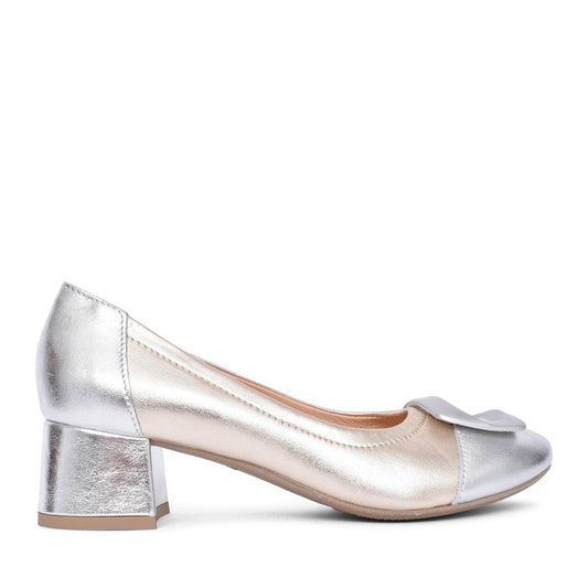 Ladies 6631 G-fit Low Heel Court Shoe In Metallic