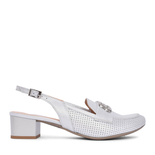 Ladies 4172 G-fit Low Heel Court Shoe In Silver