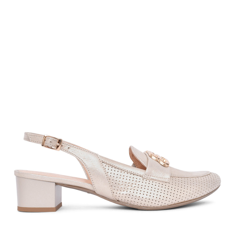 Ladies 4172 G-fit Low Heel Court Shoe In Gold