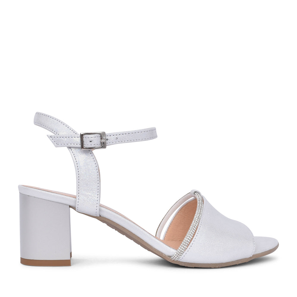 Ladies 4040 G-fit Block Heel Sandal In Silver