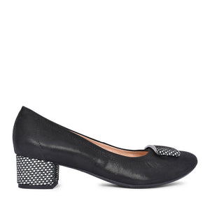 Ladies 5632 G-fit Low Heel Court Shoe In Black