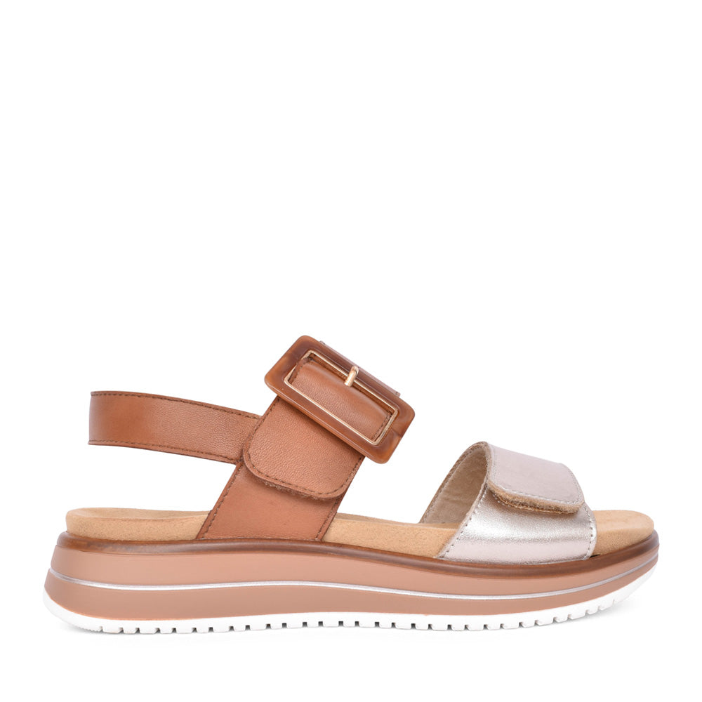 Ladies D1j53 Velcro Sandal In Tan