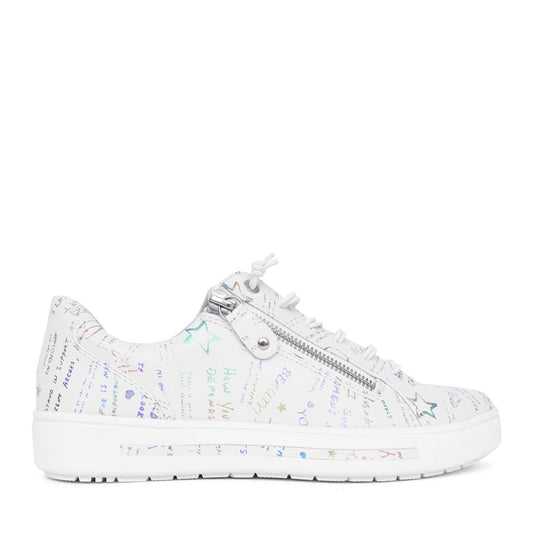Ladies 8-23660 Laced Trainer In White Multi