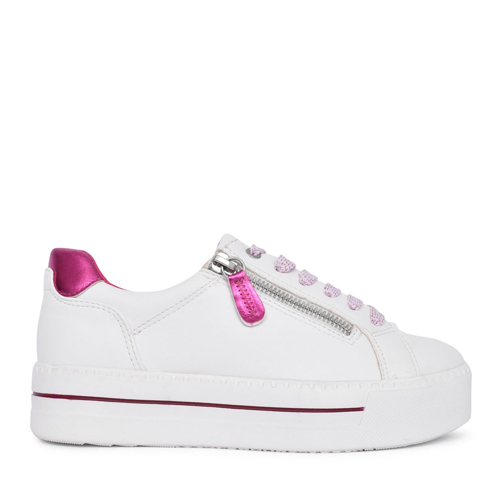 Ladies 8-23767 Laced Trainer In White