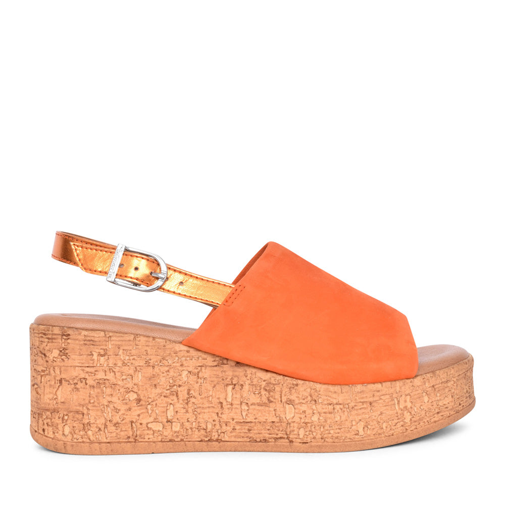 Ladies 1-28393 Wedge Sandal In Orange