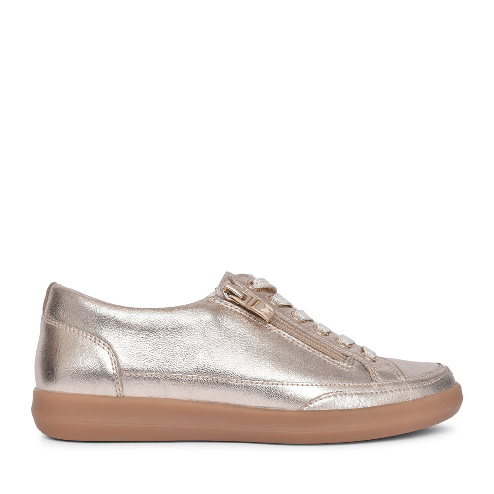Ladies 9-23706 Laced Trainer In Platino