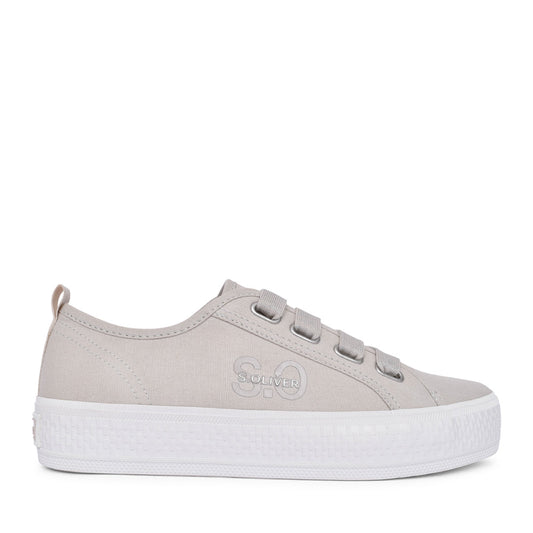 Ladies 5-23611 Laced Trainer In Beige