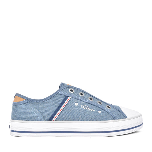 Ladies 5-24707 Laced Trainer In Denim