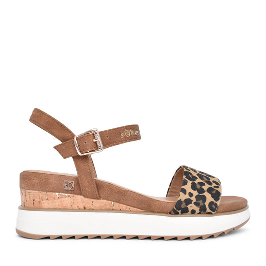 Ladies 5-28708 Wedge Sandal In Leopard