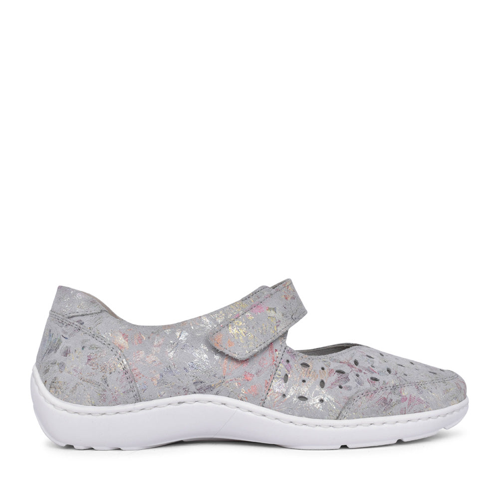 Ladies Henni 496325 H-fit Velcro Shoe In Silver