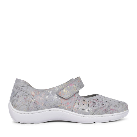 Ladies Henni 496325 H-fit Velcro Shoe In Silver