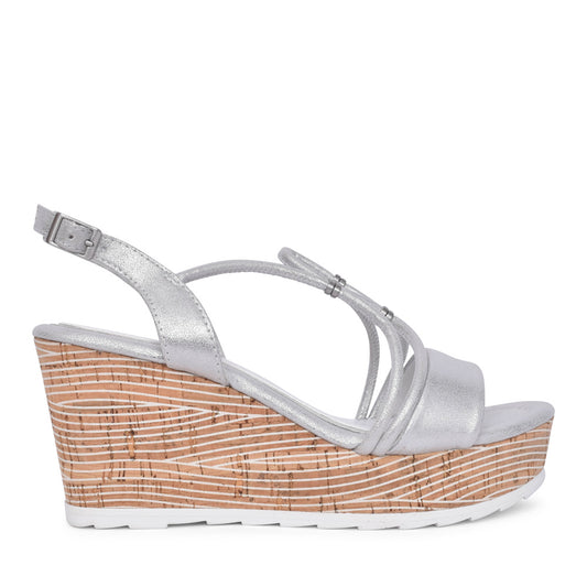 Ladies 2-28349 Wedge Sandal In Silver