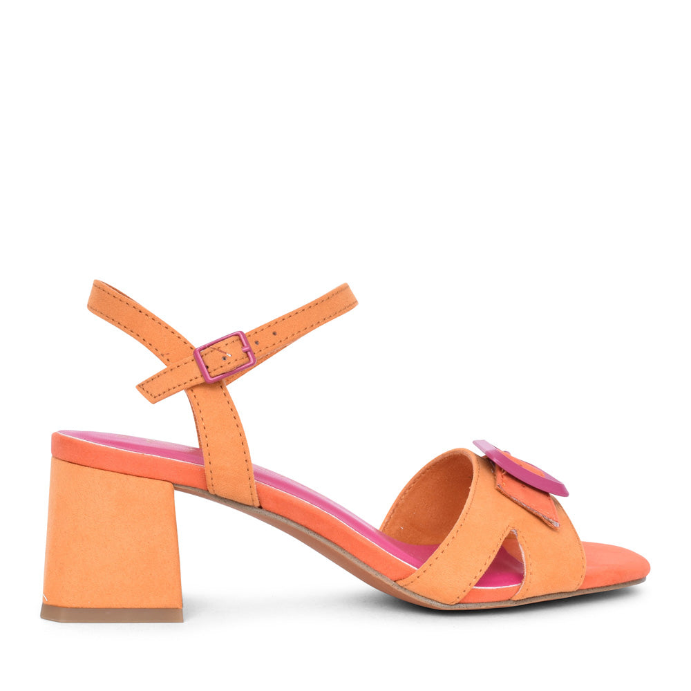 Ladies 2-28387 Block Heel Sandal In Orange