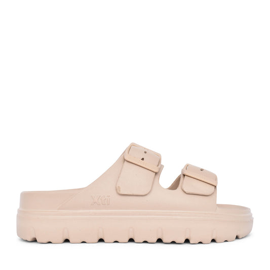 Ladies 142550 Double Strap Mule In Beige