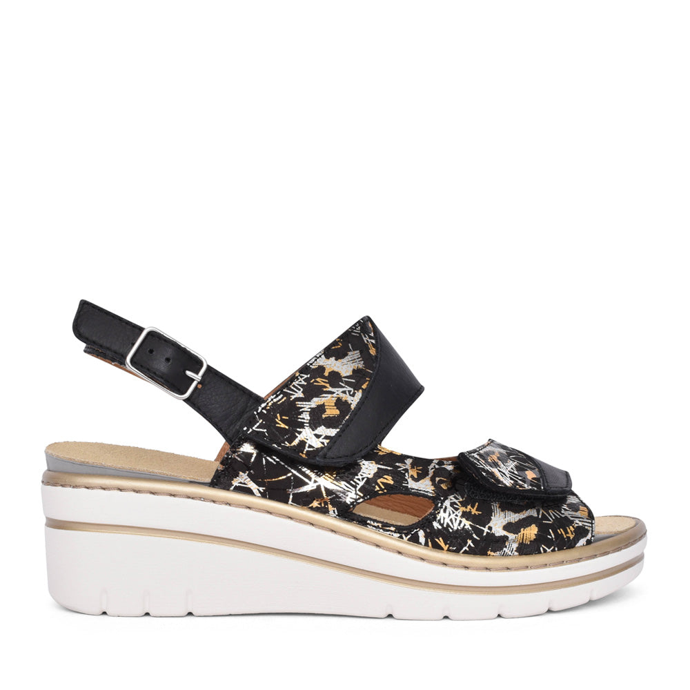 Ladies Lake A7975 Wedge Sandal In Black