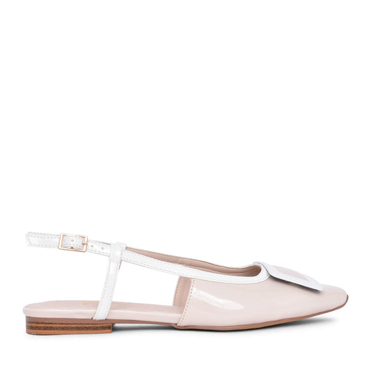 Ladies Step It Up Low Heel Sling Back Shoe In Nude
