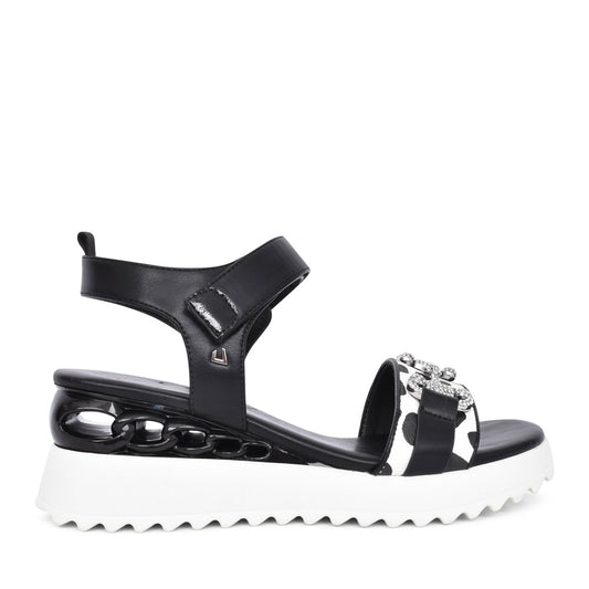 Ladies Broken Engine Sandal In Black