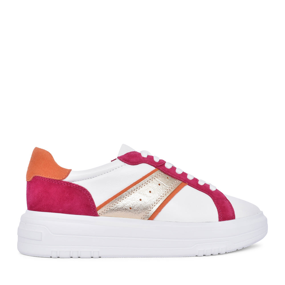 Ladies Regina-03 Laced Trainer In White Multi
