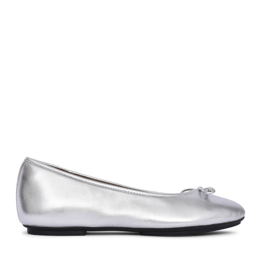Ladies Ih2-011 Delicato Leather Ballet Pump In Silver